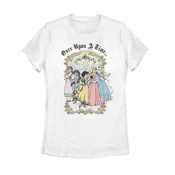 Women's Disney Princesses Classic Once Upon a Time Graphic Tee White 2X Large
