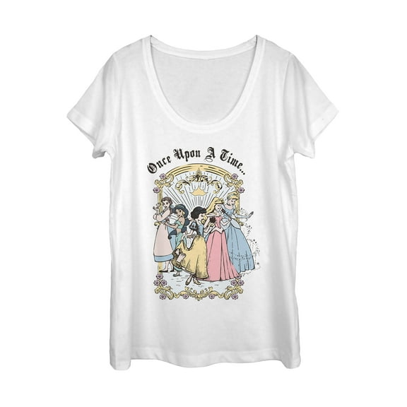 Women's Disney Princesses Classic Once Upon a Time  Scoop Neck White Large