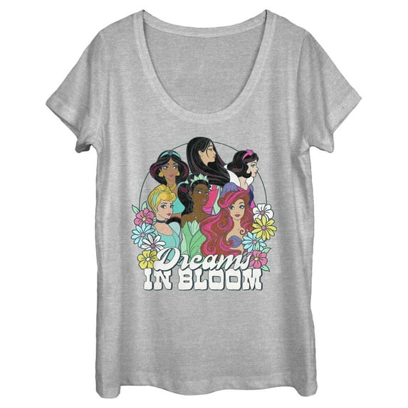 Women's Disney Princesses Dreams in Bloom Scoop Neck Athletic Heather X Large
