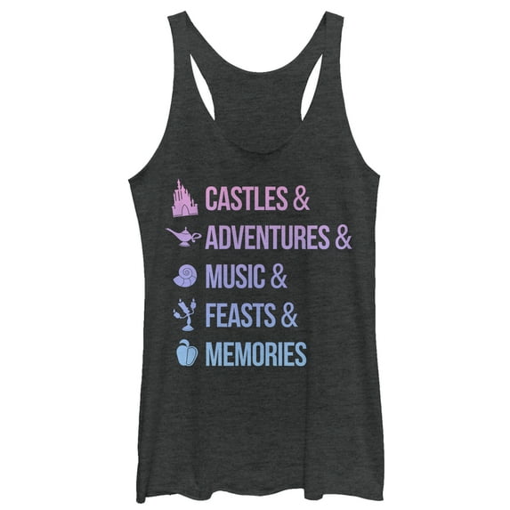 Women's Disney Princesses Keywords Racerback Tank Top Black Heather Medium