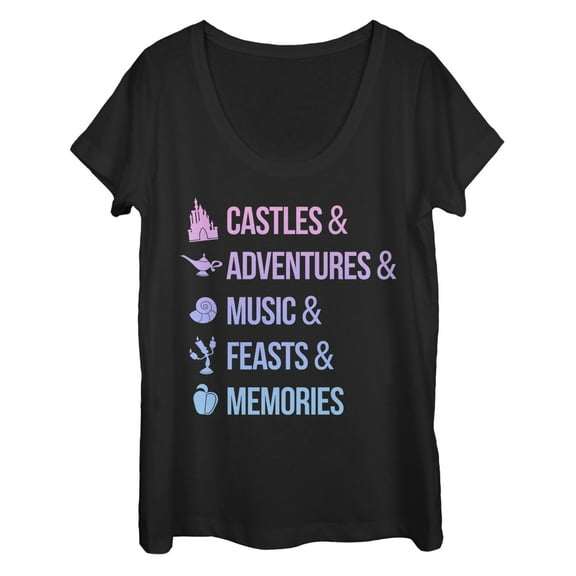 Women's Disney Princesses Keywords  Scoop Neck Black Large