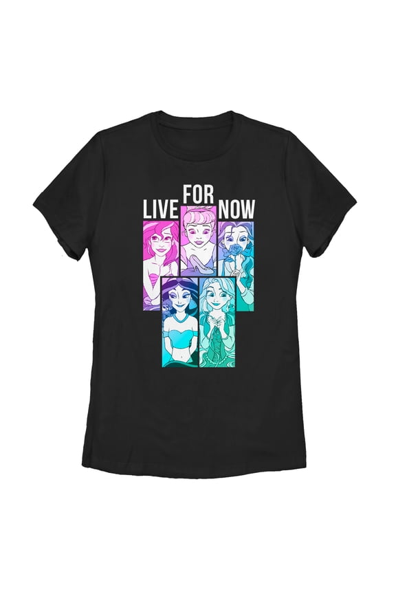 Women's Disney Princesses Live for Now Graphic Tee Black Small