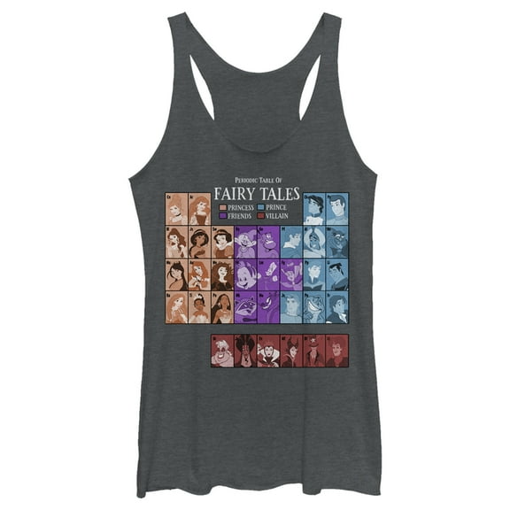 Women's Disney Princesses Periodic Table  Racerback Tank Top Gray Heather Medium