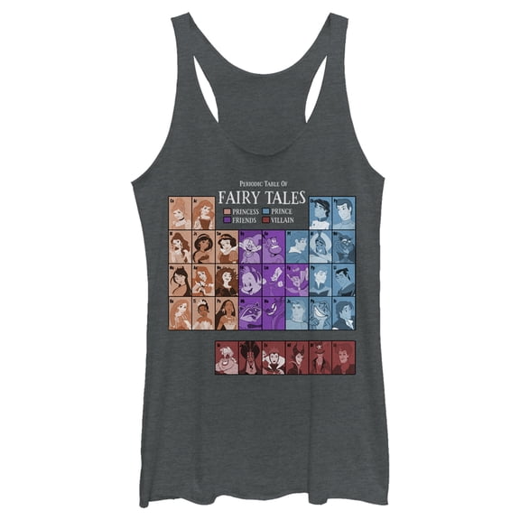 Women's Disney Princesses Periodic Table Racerback Tank Top Gray Heather X Large