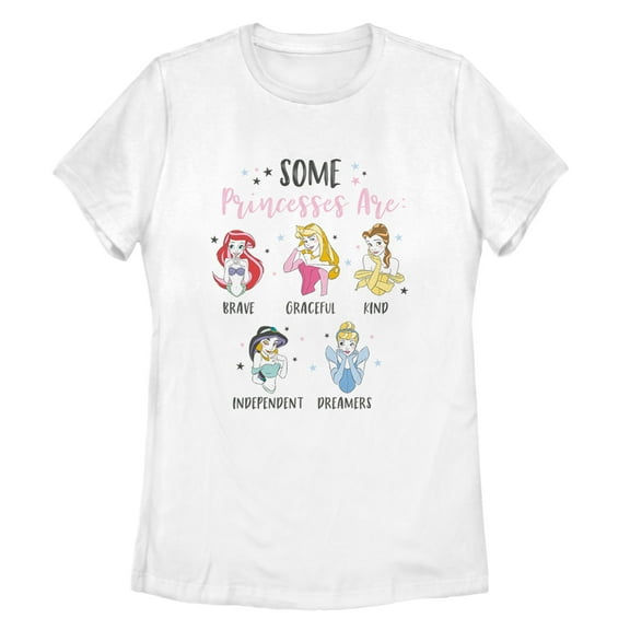 Women's Disney Princesses Personalities  Graphic Tee White 2X Large