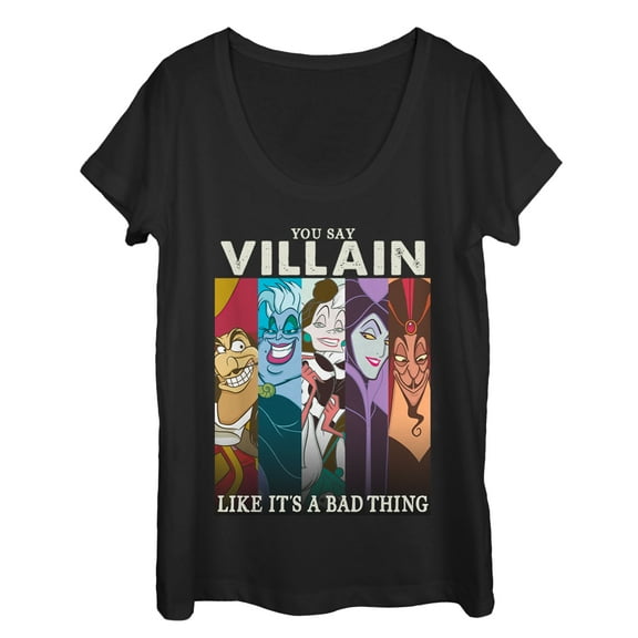 Women's Disney Princesses Villain Not a Bad Thing  Scoop Neck Black Small