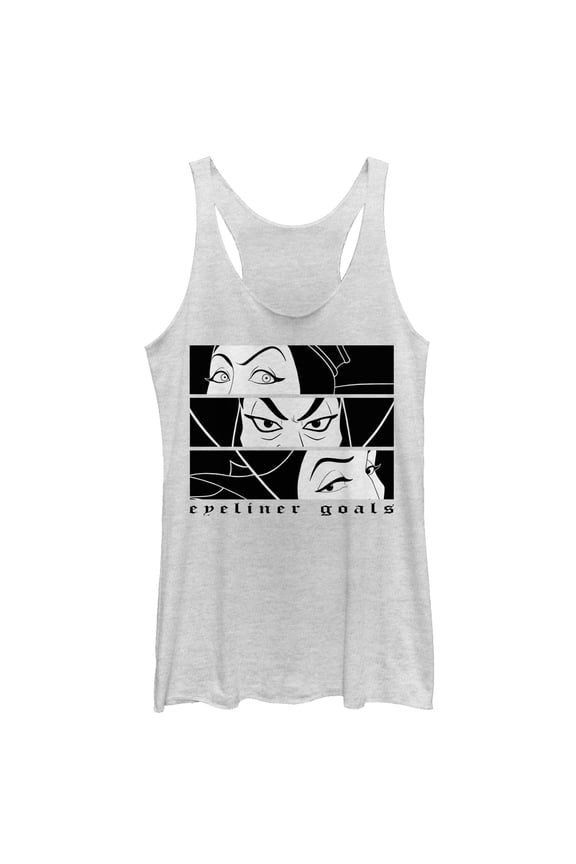 Women's Disney Princesses Wicked Eyeliner Goals Racerback Tank Top White Heather 2X Large