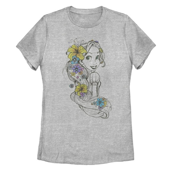 Women's Disney Tangled Rapunzel Flowers  Graphic T-Shirt