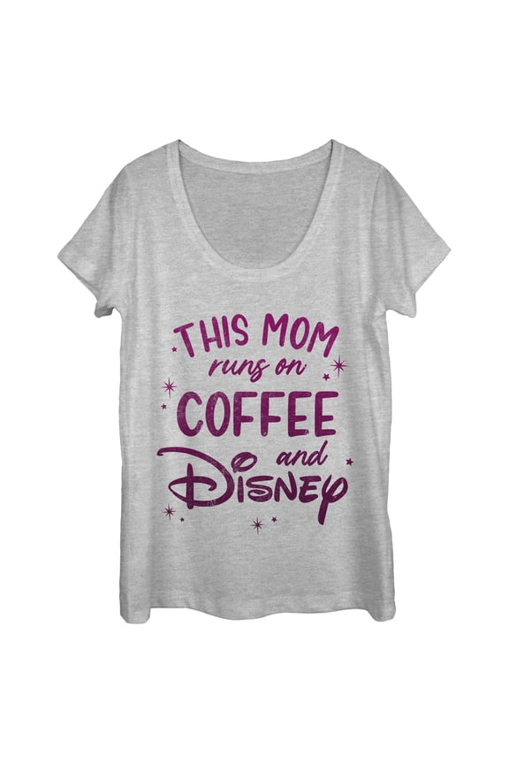 Women's Disney This Mom Runs On Coffee Graphic Tee Athletic Heather Large