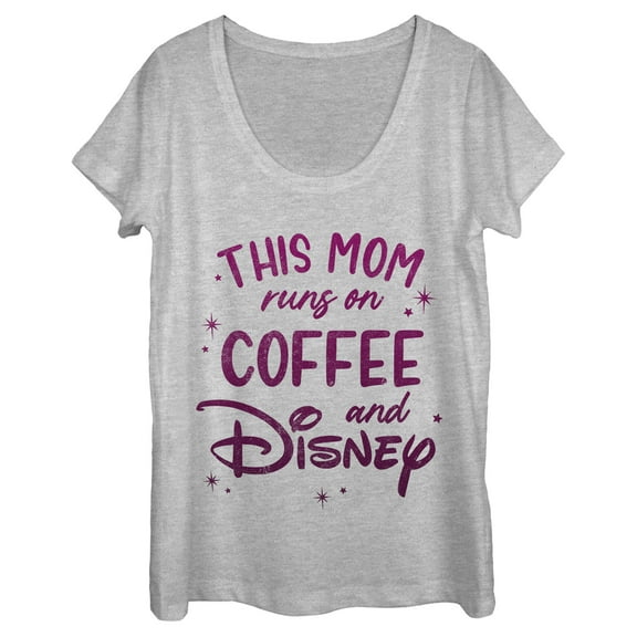Women's Disney This Mom Runs On Coffee  Graphic Tee Athletic Heather Small