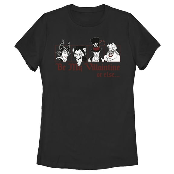 Women's Disney Valentine's Day Be My Villaintine Or Else... Graphic Tee Black Medium