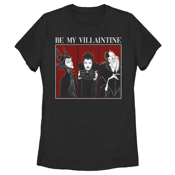 Women's Disney Villains Be My Villaintine  Graphic Tee Black Large