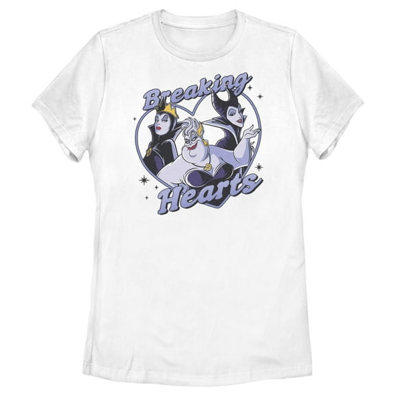 Women's Disney Villains Valentine's Day Breaking Hearts  Graphic Tee White 2X Large