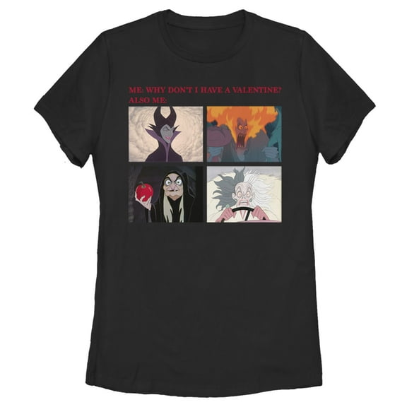 Women's Disney Villains Valentine's Day Meme EVIL Graphic Tee Black 2X Large