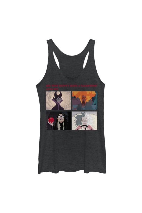 Women's Disney Villains Valentine's Day Meme EVIL Racerback Tank Top Black Heather Large