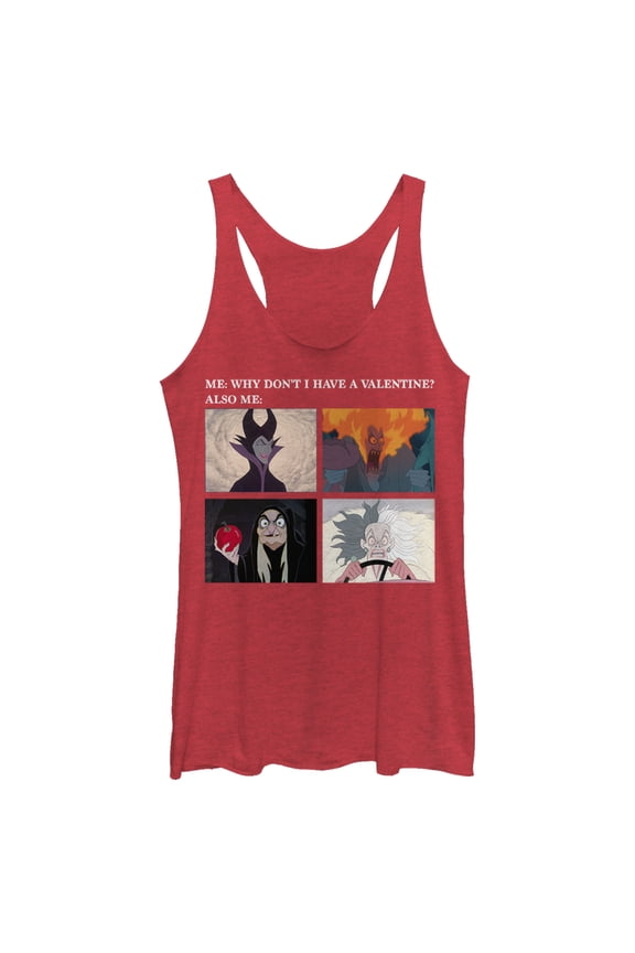 Women's Disney Villains Valentine's Day Meme EVIL Racerback Tank Top Red Heather Large