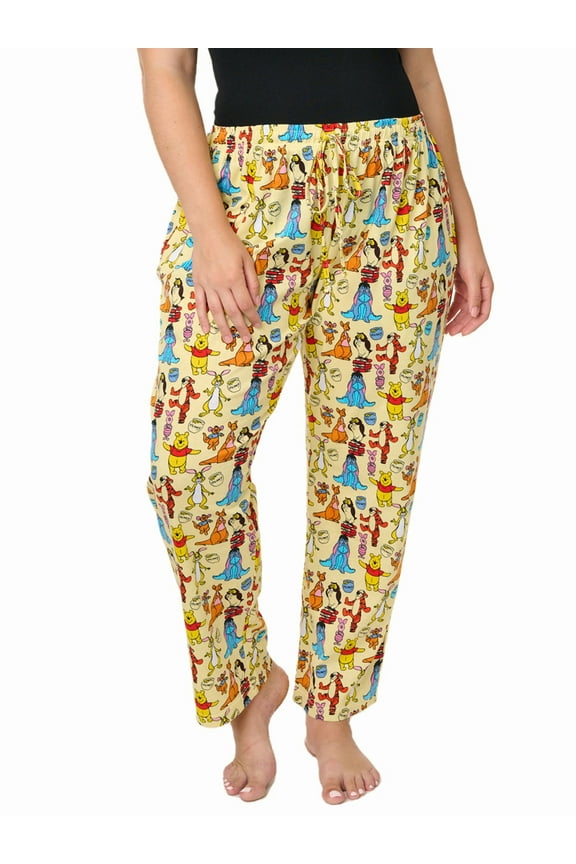 Women's Disney Winnie The Pooh Pajama Pants Loungewear Yellow Eeyore Piglet Owl
