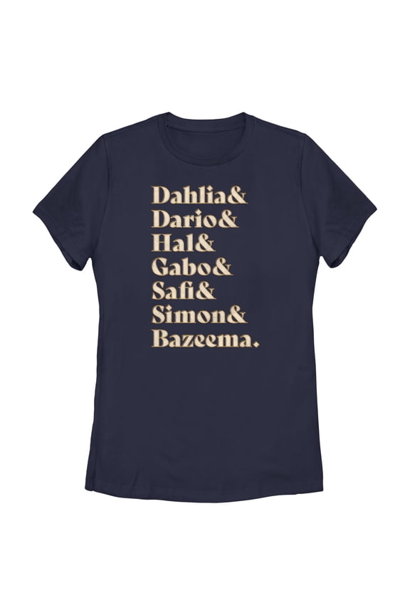 Women's Disney Wish Character Name Stack T-Shirt - Navy Blue - Small