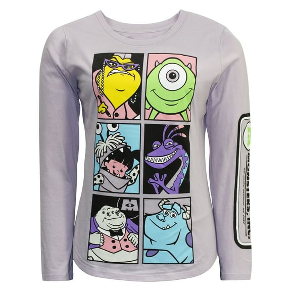 Women's Disney's Monster Inc Characters Long Sleeve Lilac T-Shirt