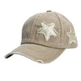 thumbnail image 1 of Women's Distressed Denim Baseball Cap with Ponytail Hole, Washed Vintage Style Sun Hat for Outdoor Activities, Casual Street Fashion, Adjustable Fit, Breathable and Lightweight Khaki, 1 of 5