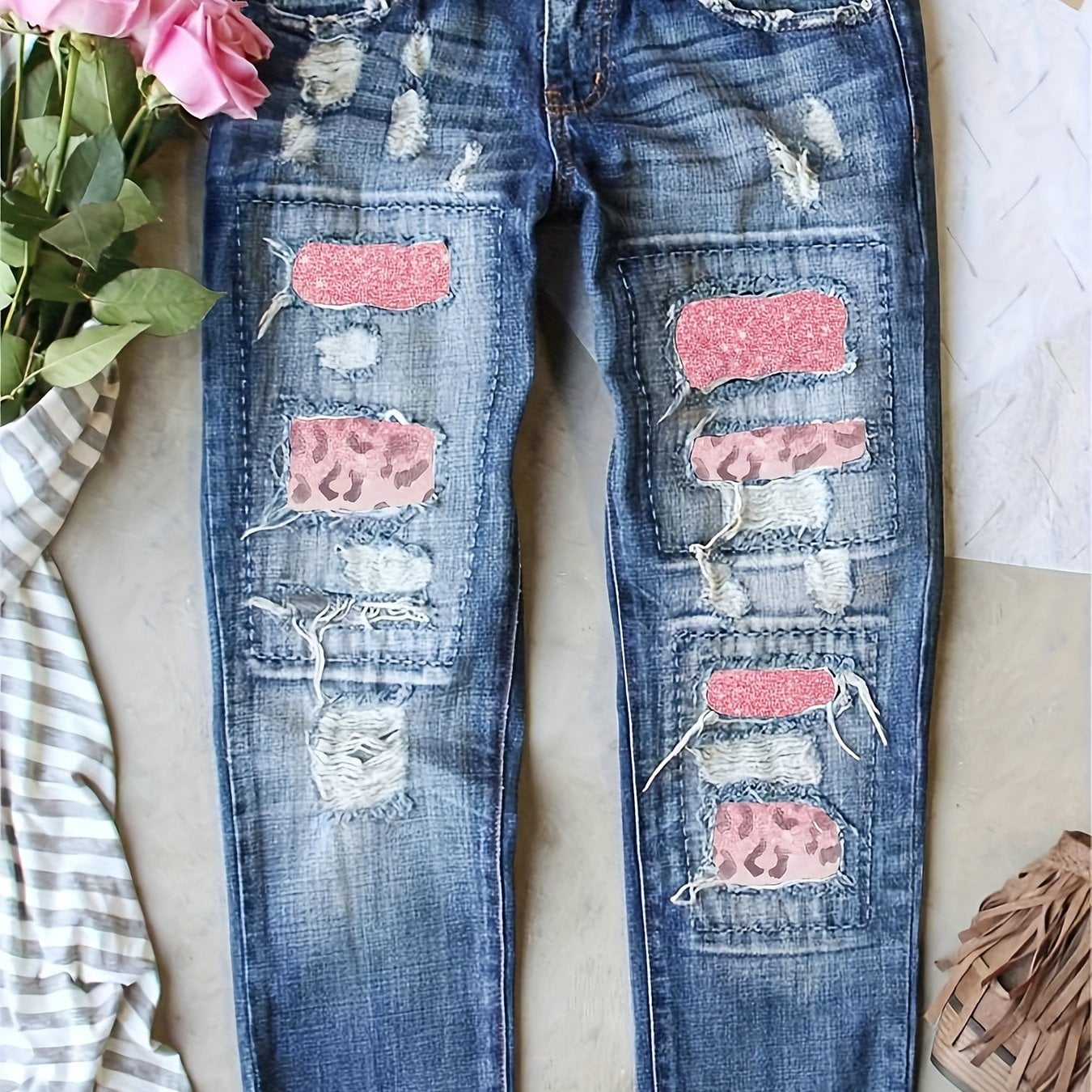 Sexy Patchwork Ripped Denim Jeans Sexy Patchwork Ripped Denim Jeans