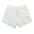 thumbnail image 1 of Women's Distressed Denim Shorts - High Waist Summer Jeans - Stretchy Fabric, Button-Zipper Closure, S-5XL Sizes, 1 of 4