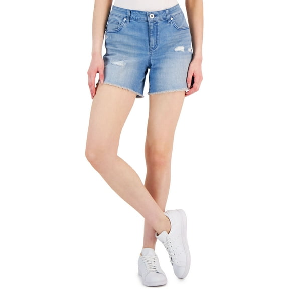 Women's Distressed Frayed-Hem Shorts Camarillo Med Wash 18