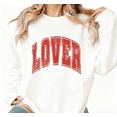 thumbnail image 1 of Women's Distressed Lover Breathable Sweatshirt Top Casual Round-neck long-sleeved white S-3XL, 1 of 5