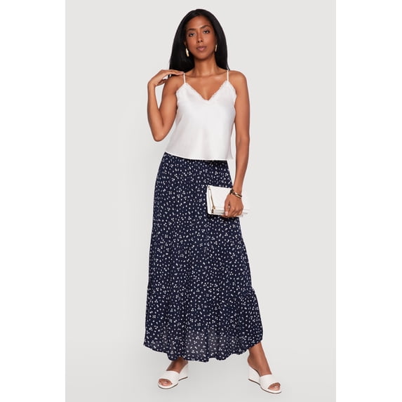 Women's Ditsy Floral High Waisted Tiered Maxi Skirt