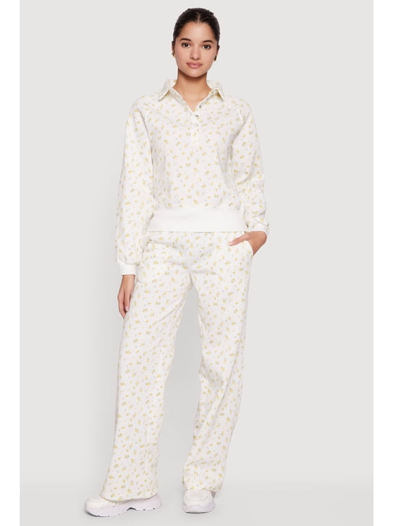 Women's Ditsy Floral Print High Waisted Sweatpants
