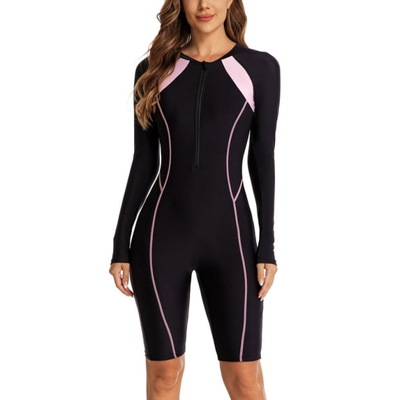 Women’s Dive Skin Swimsuit One Piece Lightweight Rash Guard Long Sleeve Full Sun Suit L