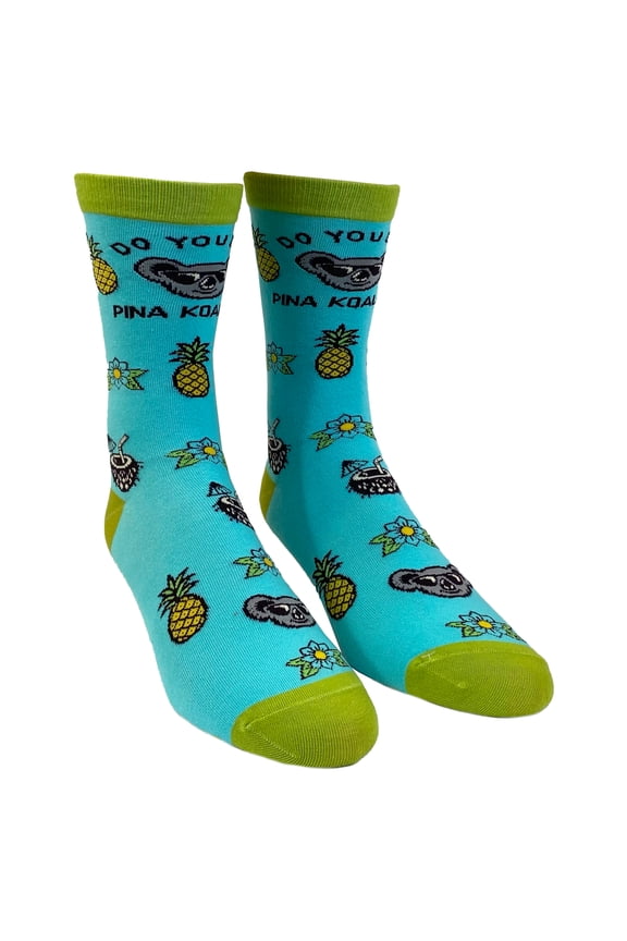 Women's Do You Like Pina Koalas Socks Funny Koala Bear Pineapple Silly Graphic Footwear
