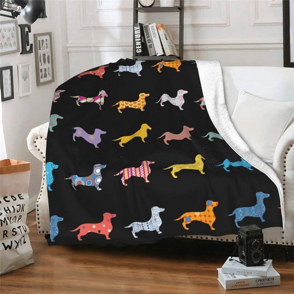 Women''s Dog Dachshund Throw Blankets Plush Blanket Soft Sherpa Fleece Blanket Adults for Crib Couch Chair Living Room Travel (50"x60",Dog)