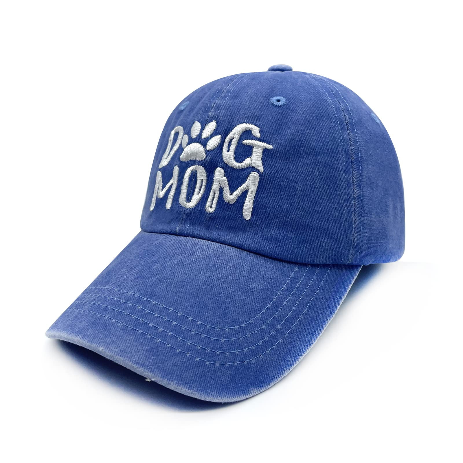 Women's Dog Mom Hat, Washed Adjustable Embroidered Denim Baseball Cap