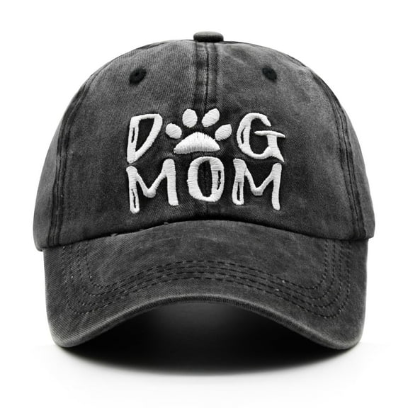 Women's Dog Mom Hat, Washed Adjustable Embroidered Denim Baseball Cap