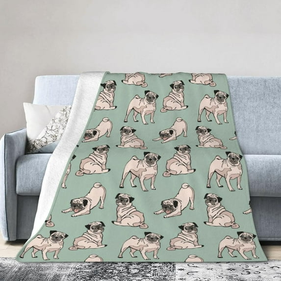 Women''s Dog Pug Throw Blankets Plush Blanket Soft Worm Sherpa Fleece Blanket Adults for Kid Crib Couch Chair Living Room Travel(50"x60",Dog Pug)