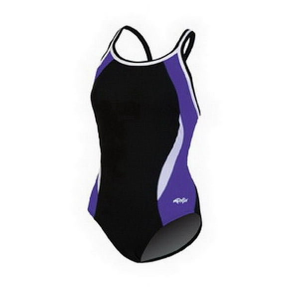 Women's Dolfin Team Colorblock DBX Back Competitive One-Piece Swimsuit Color: Purple Size: 30 COMP