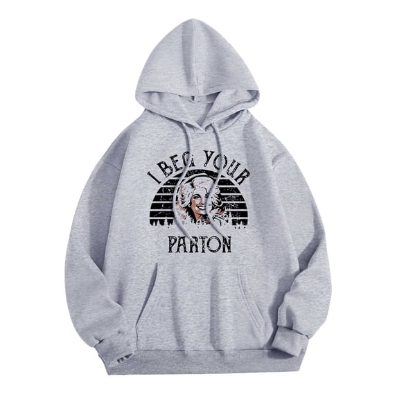 Women's Dolly Hoodie Print Pullover Hoodie Long Sleeve Casual Sweatshirt Cozy Oversized Top Soft Comfortable Streetwear
