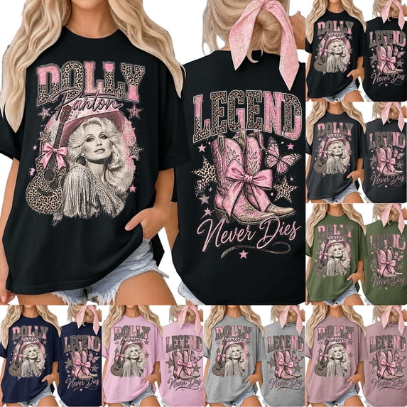 Women's Dolly Shirts Parton Memorial T-Shirt, Vintage Country Music Legend T-Shirt, Oversized T Shirts Short Sleeve Top Loose Fit Tshirts,XXL
