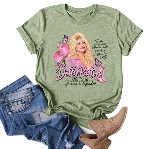Women's Dolly Shirts Vintage Country Music Dolly Printed Tee, Loose‑Fit Casual Unisex Vintage Casual Shirt Tops XXXL