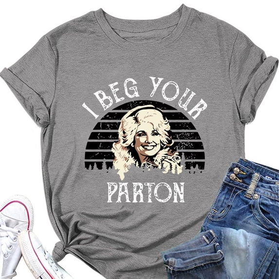 Women's Dolly Shirts Vintage Country Music Dolly Printed Tee, Loose‑Fit Cotton Blend Short Sleeve Unisex Casual Daily Shirt Tops XXXXL