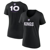 Women's Domantas Sabonis Black Sacramento Kings Behind The Back Name & Number V-Neck T-Shirt