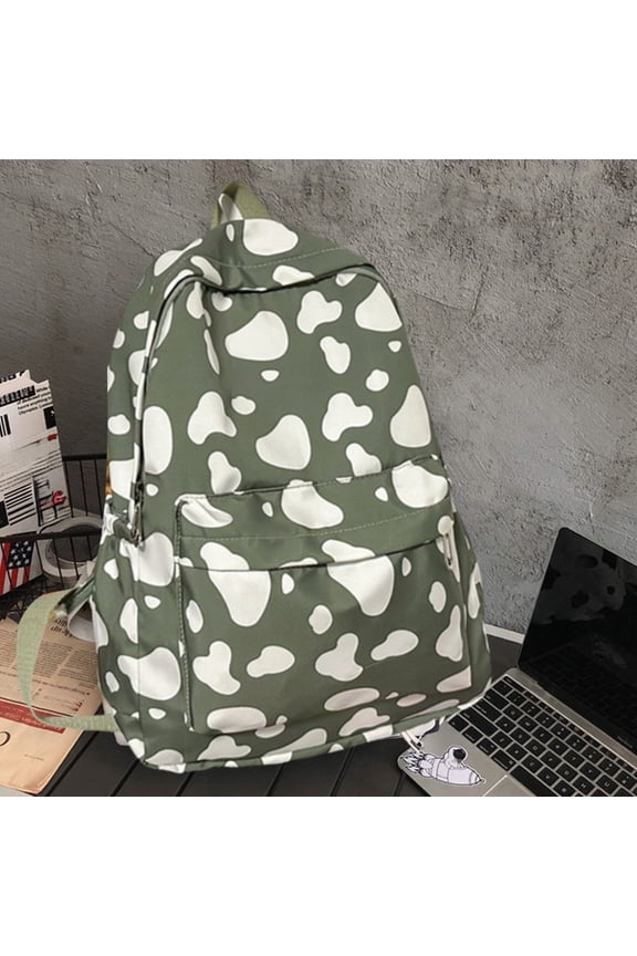 Women's Dome Backpack,Cute Cow Print Backpack, Fashion Student School Bag, Large Capacity Casual Daypack, Lightweight Nylon Travel Backpack, Green