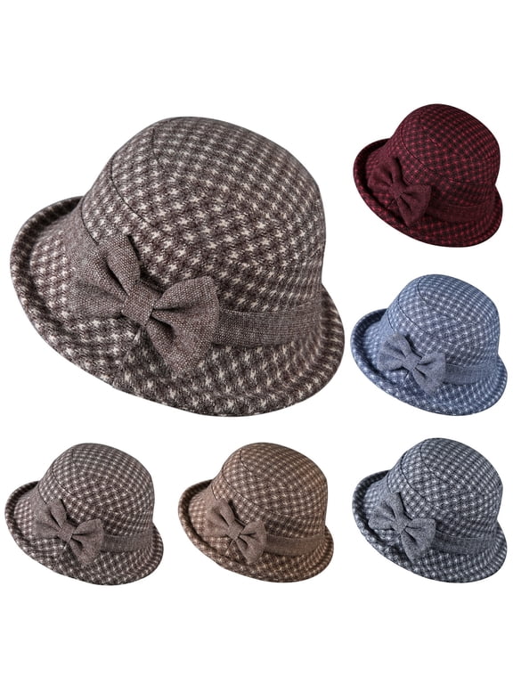 Women's Dome Casual Bowler Hat Autumn Winter Small Pot Style Warm Round Cap