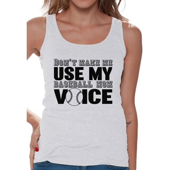 Women's Don't Make Me Use My Baseball Mom Voice Graphic Tank Tops Black Sport Mom