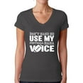 thumbnail image 1 of Women's Don't Make Me Use My Football Mom Voice V-neck T-shirt White Football Mom, 1 of 4