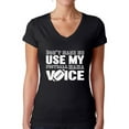 thumbnail image 1 of Women's Don't Make Me Use My Football Mom Voice V-neck T-shirt White Football Mom, 1 of 4