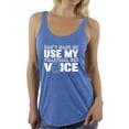 thumbnail image 1 of Women's Don't Make Me Use My Volleyball Mom Voice Graphic Racerback Tank Tops White, 1 of 4