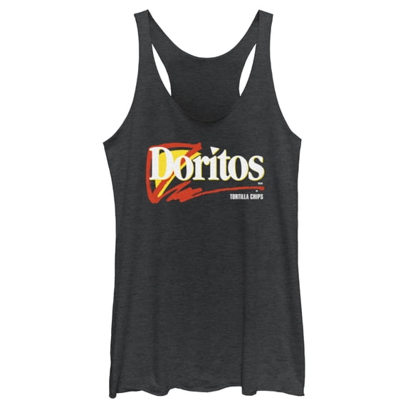 Women's Doritos 90s Logo Grey Racerback Tank Top Black Heather Small