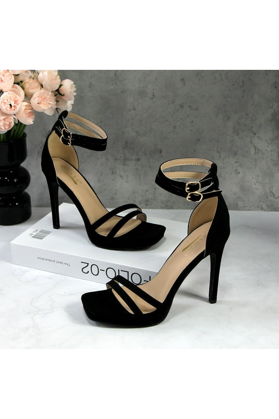 Women's Double Ankle Strap High Heel Sandals Stiletto Platform Dress Shoes